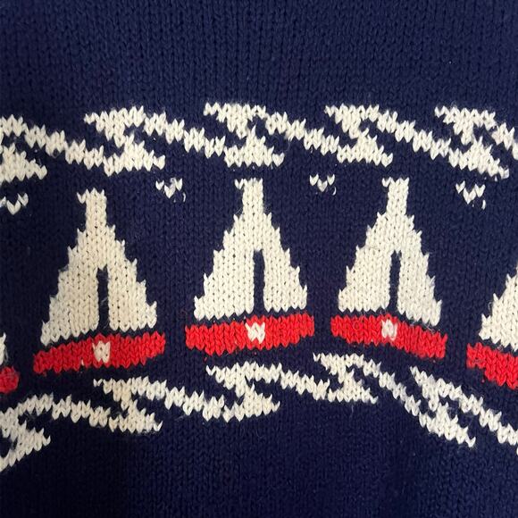 Vintage Sportables II Sailboat Sweater Women’s S Blue Nautical Coastal Knit 80s - Picture 3 of 4